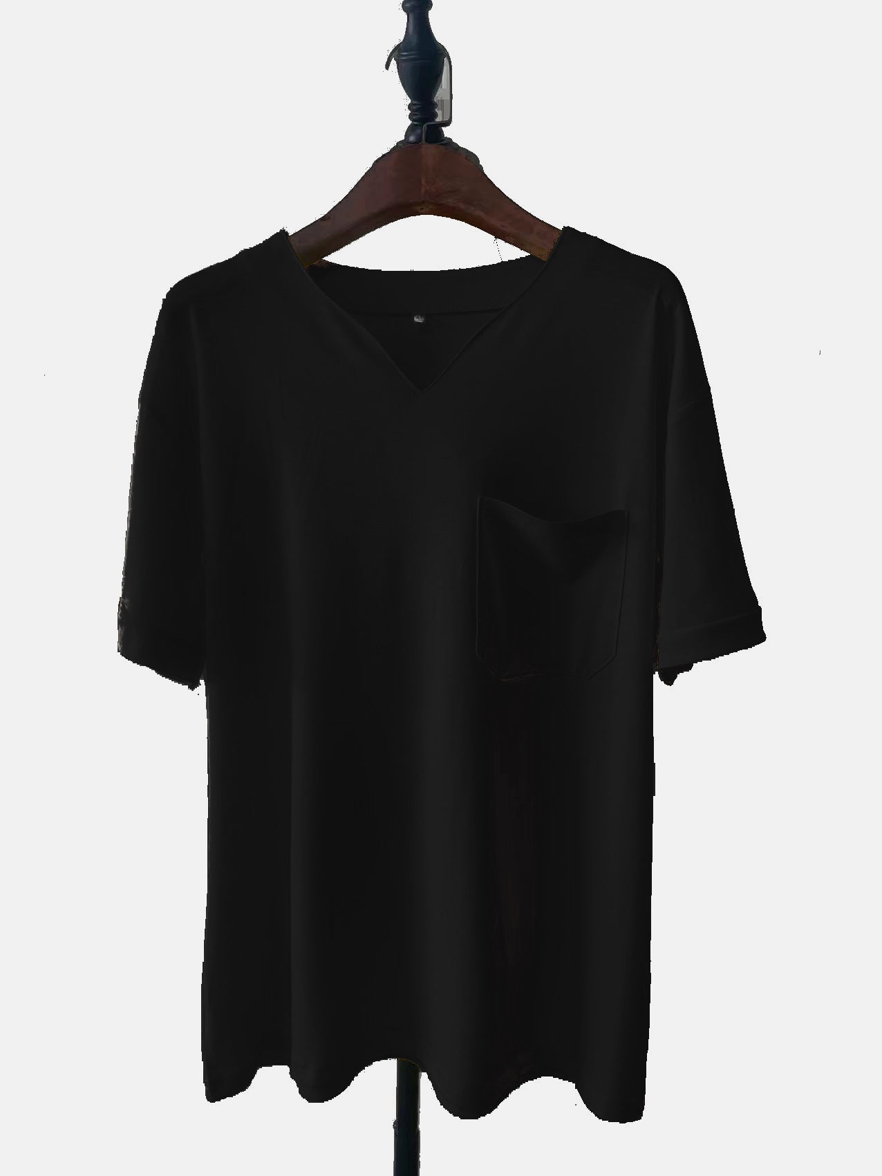 Pure Color Simple Cotton Short Sleeve V-Neck T-Shirt